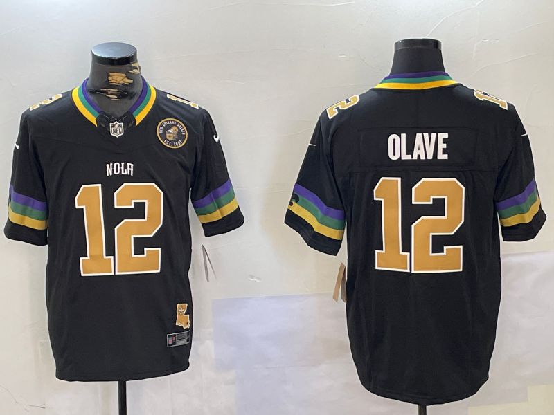 Men New Orleans Saints #12 Olave Black Three generations 2024 Nike Vapor Limited NFL Jersey style 3